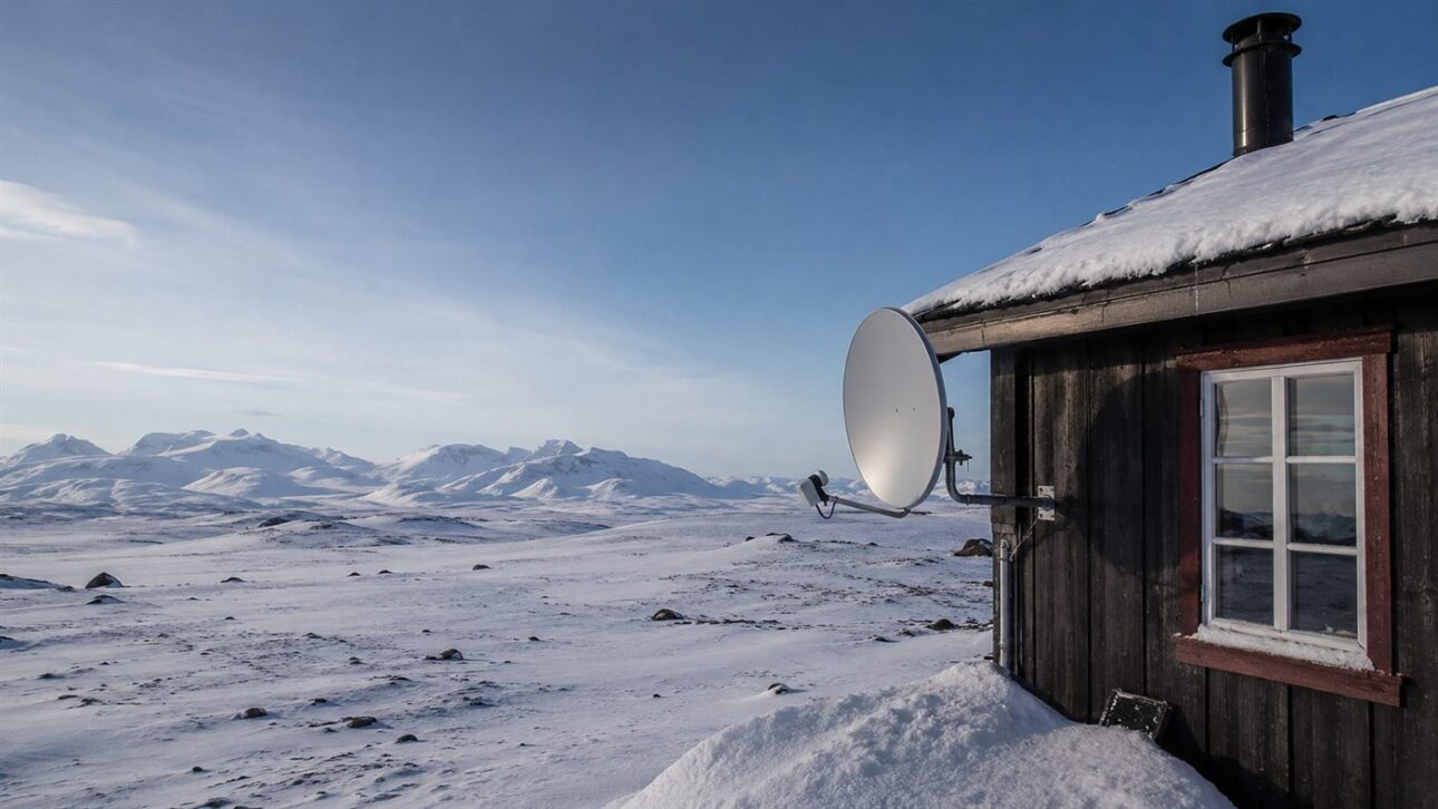 Antena receptora numa região remota, o destino final da internet que os satélites da Astranis entregam.