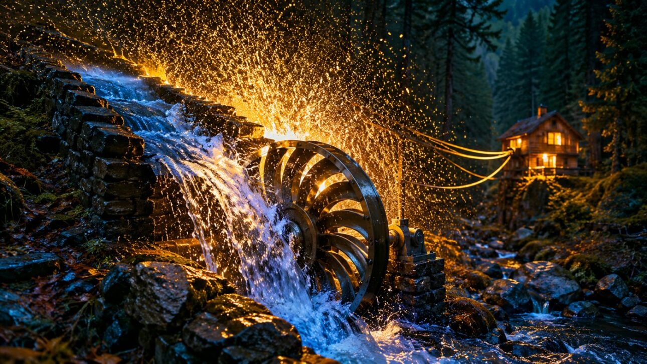 Water diverted by the artisanal channel turns the turbine that converts the current into electricity.