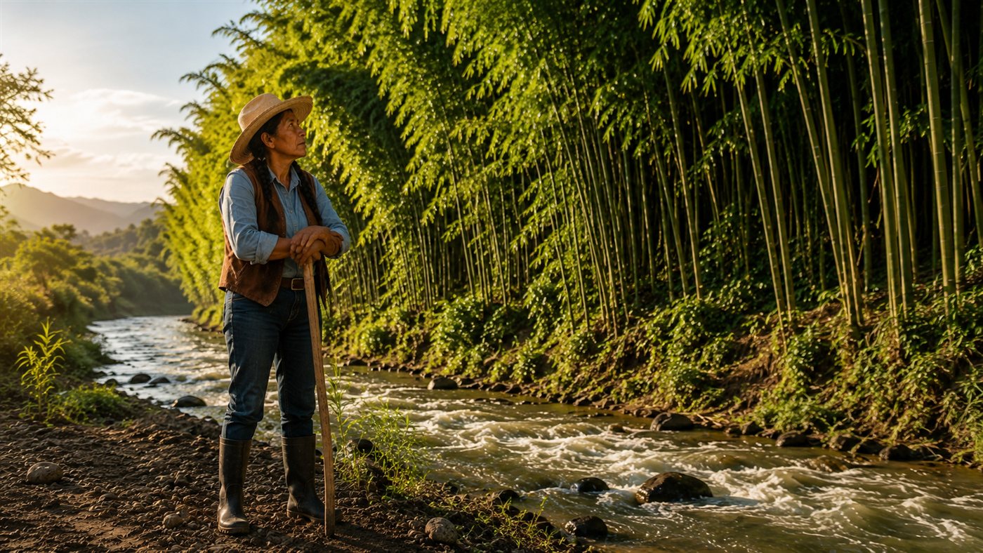 Barreira de bambu de 180 m plantada por 4.360 pesos cortou 85% da erosão e mudou o rumo de arroio em Oaxaca; veja os números de 5 anos