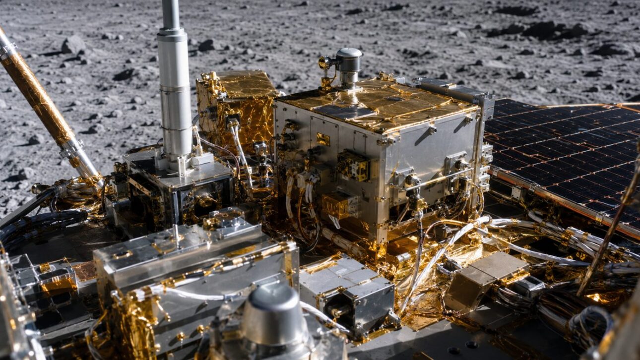 Instrumentos científicos da NASA acoplados ao módulo lunar, o tipo de carga que abastece a missão comercial.