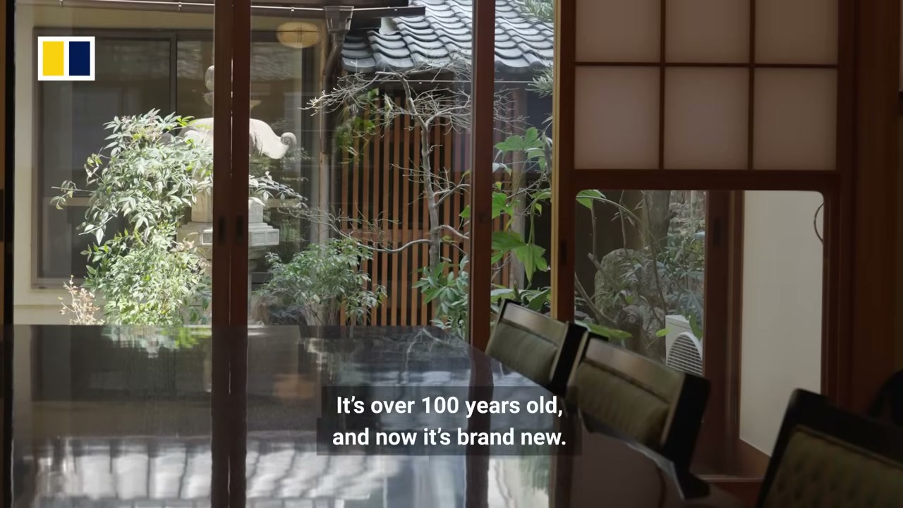 wooden interior of a Kyoto merchant's house, over 100 years old, fully renovated and presented as "brand new" by an agent serving foreign buyers. Credit: South China Morning Post (YouTube).