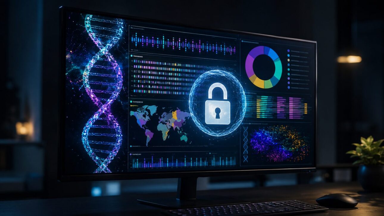 Perfil genético na tela de um computador, o tipo de dado sensível que preocupa milhões de clientes.