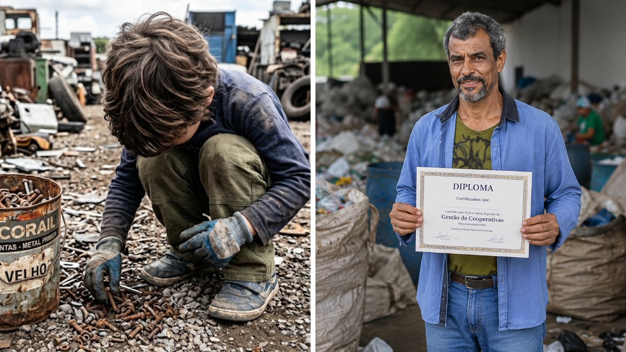 Sinomar trabalhou com reciclagem desde os 7 anos, concluiu a EJA e conquistou uma graduação gratuita em gestão de cooperativas aos 54.