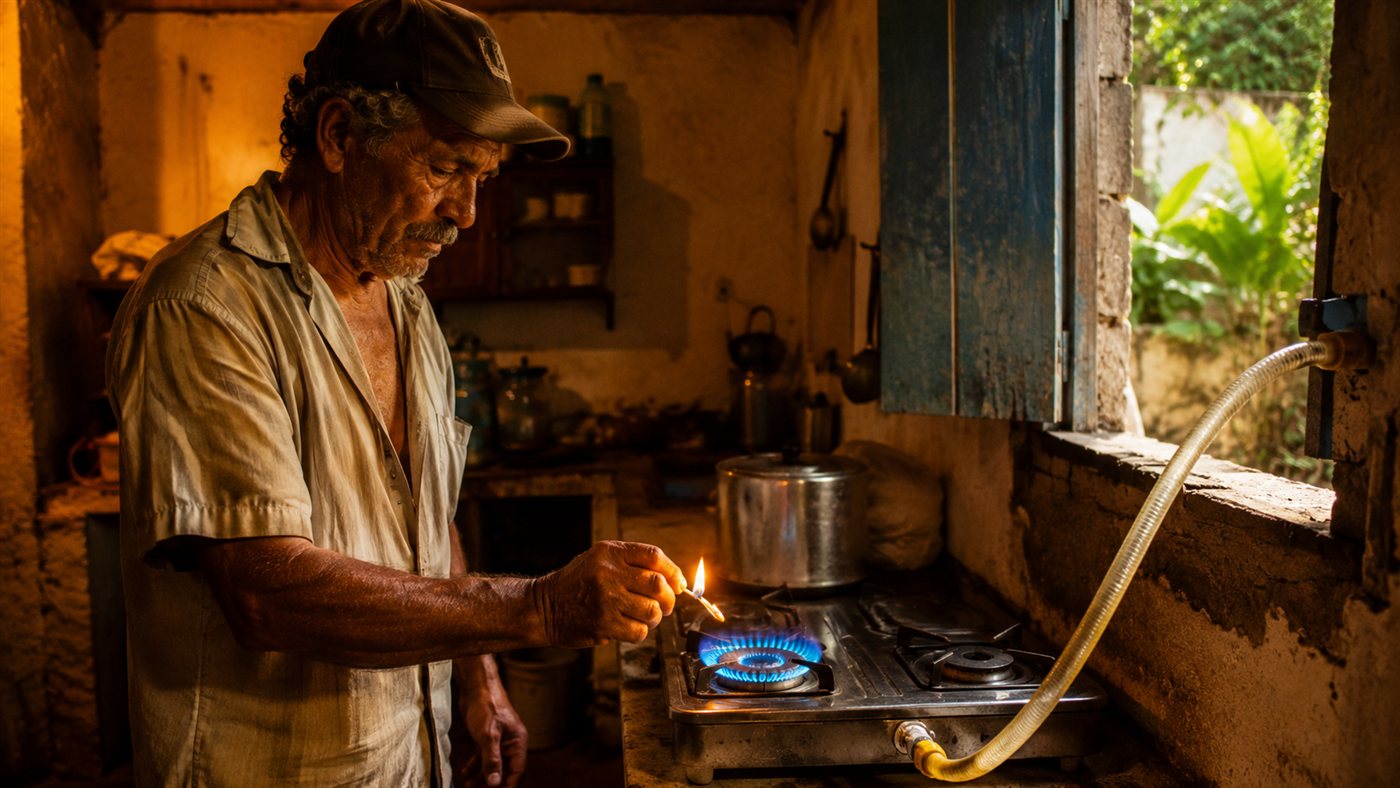 Aposentado de 61 anos produz gás de cozinha com esterco de vaca, fica 1 ano sem botijão e vende o biofertilizante que sobra; veja como funciona