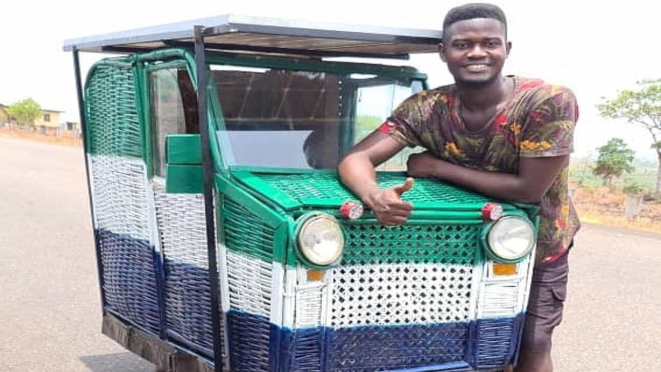 Sem carro e diante do lixo acumulado nas ruas, estudante universitário de 24 anos constrói com sucata e materiais reciclados