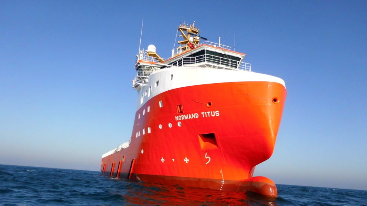 Offshore support vessel at sea