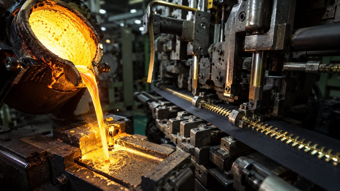 Latão derretido e maquinário: a YKK controla cada etapa da fabricação