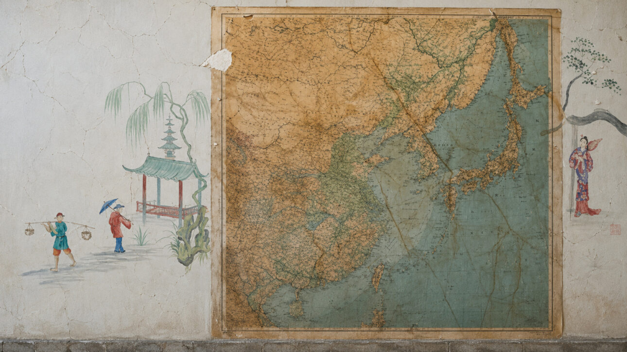 Conservators remove two layers of wallpaper from a palace depot and find 11 maps from the 1930s with erupting volcano, mythical creature, and travel scenes preserved after 1,600 hours of work