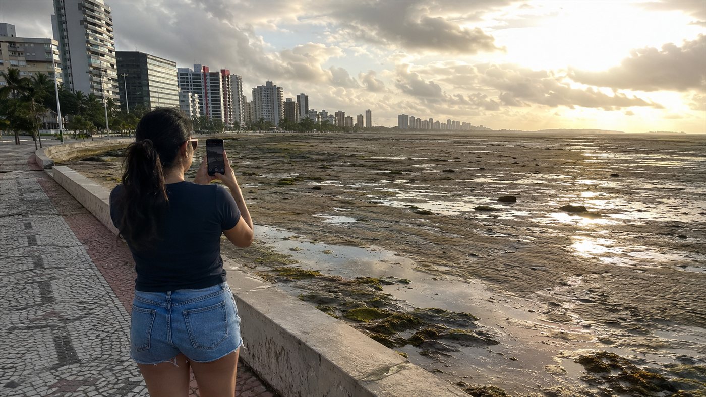 Recuo do mar em Praia Grande vira "alerta de tsunami" nas redes; especialistas explicam o papel do vento de 80 km/h, da alta pressão e da lua cheia