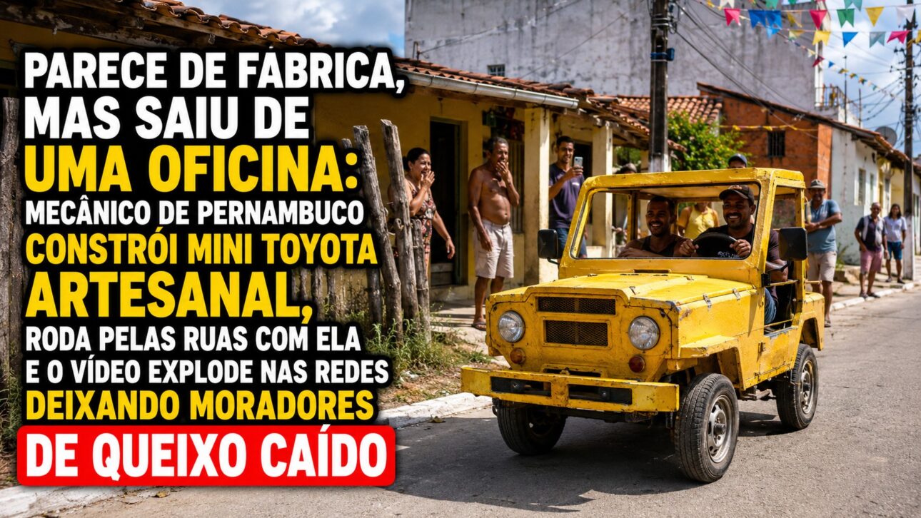 O "carrinho impossível" de Pernambuco: mecânico faz na mão uma mini Toyota que roda de verdade, sai passeando no meio do trânsito e o vídeo incendeia as redes com gente duvidando que aquilo saiu de uma oficina