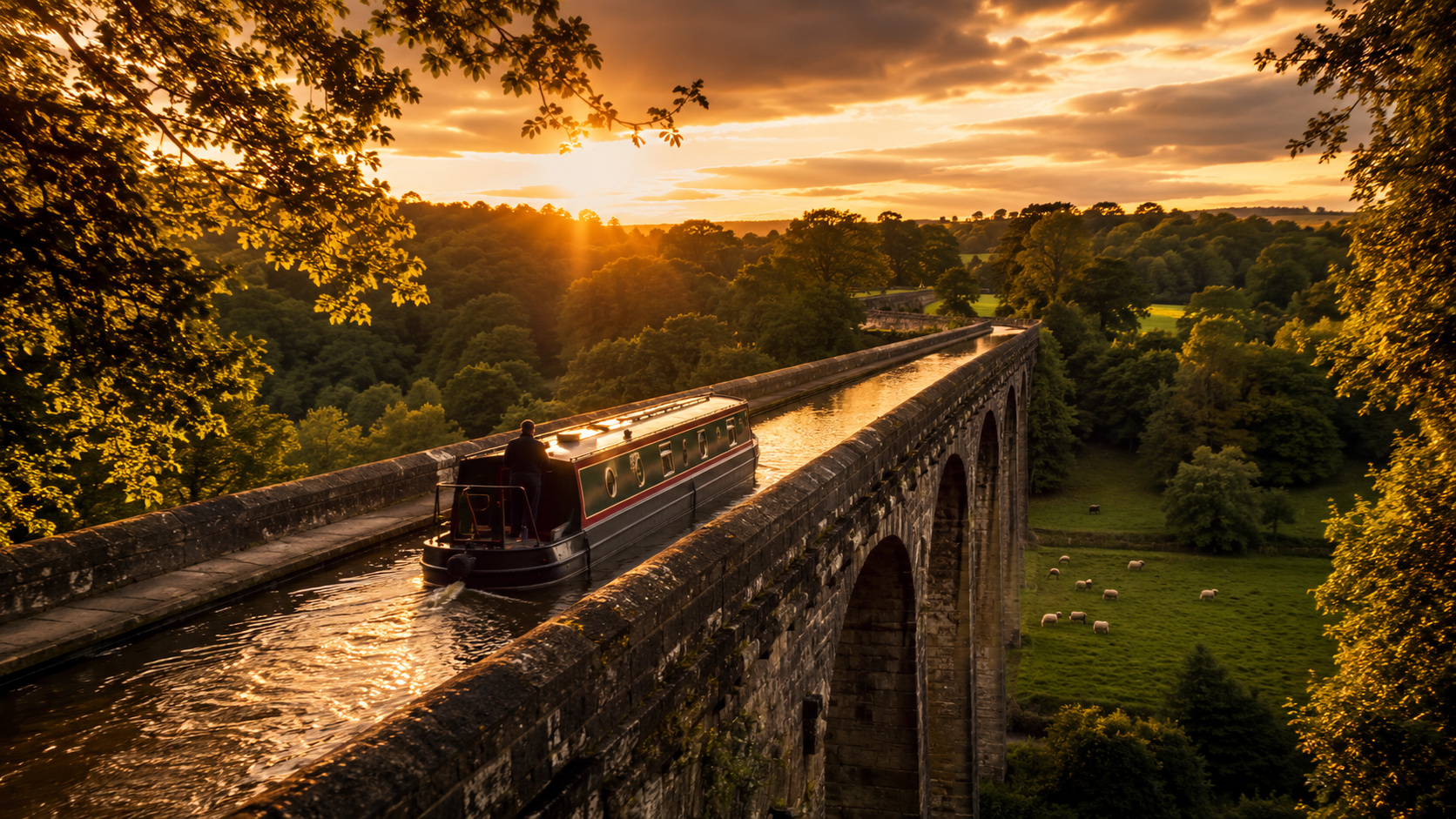 Casal brasileiro trocou o motorhome por um narrowboat e passou 4 dias num canal histórico do País de Gales, no Reino Unido, com túnel e aqueduto. Veja.