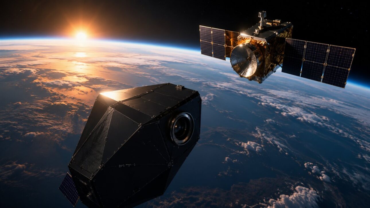 Satellite approaches the target in Earth's orbit during the interception exercise.
