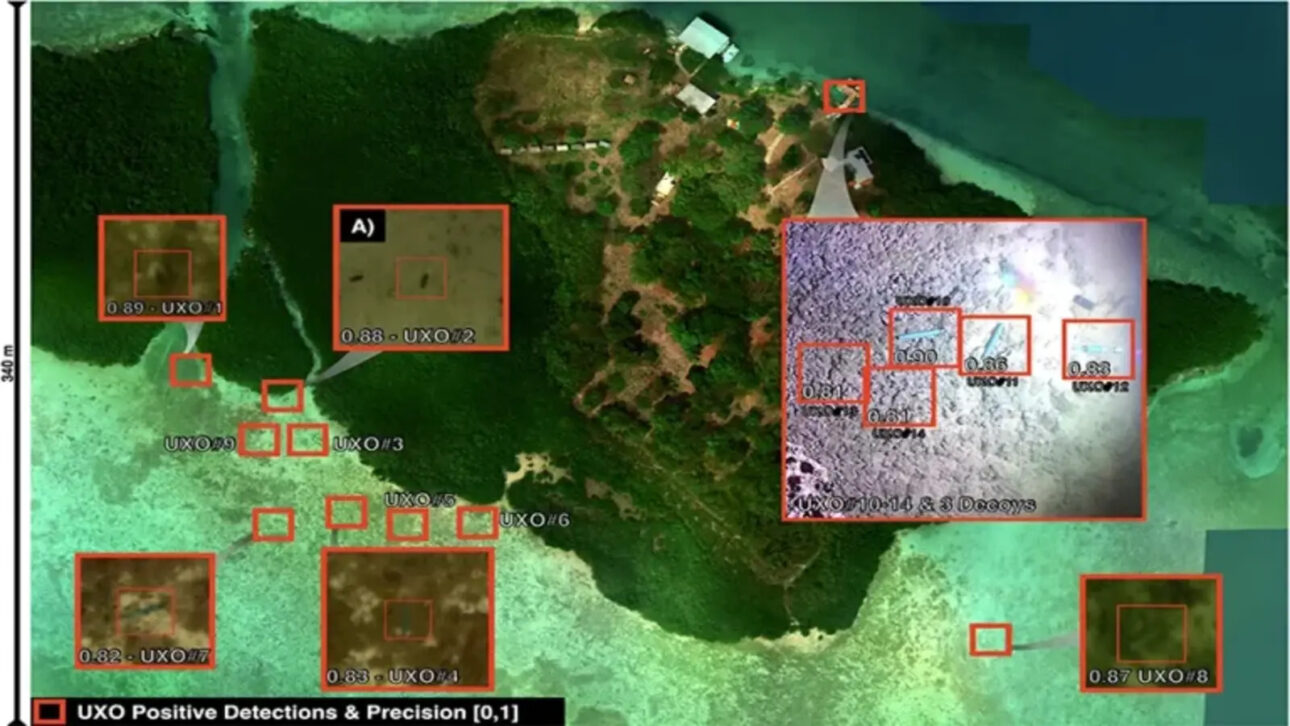 Drones agora conseguem achar bombas subaquáticas camufladas por areia e algas usando imagens aéreas, luz especial e inteligência artificial