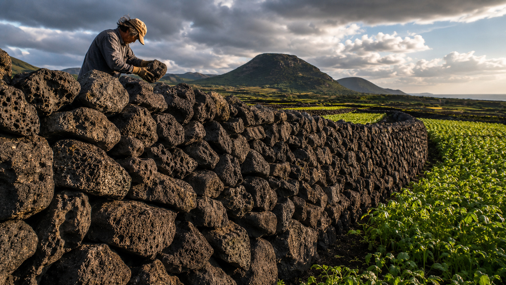 Na ilha de Jeju, na Coreia do Sul, o sistema Batdam usa pedras vulcânicas para reduzir ventos fortes