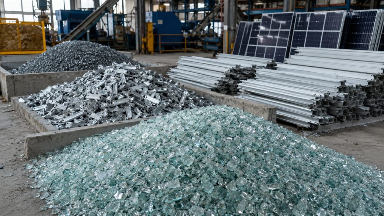 Recovered glass and aluminum return to the industry, closing the solar energy cycle.