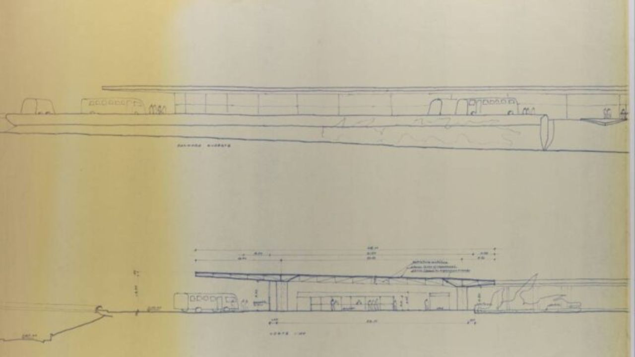 Rodoviária de Londrina, projetada por Oscar Niemeyer, chama atenção pelo formato circular e por uma banca familiar com mais de 100 sabores de suco. Imagem: Divulgação ONG Oscar Niemeyer