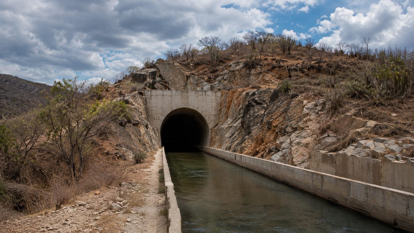 Túnel Major Sales: o Brasil furou 6,5 km de rocha para a água do São Francisco chegar ao oeste potiguar a 20 mil litros por segundo.