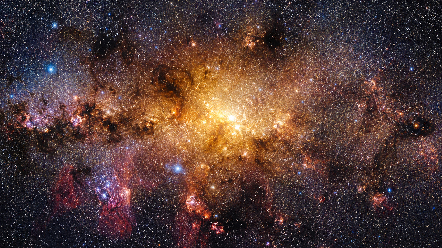 Centro da Via Láctea com milhões de estrelas registrado pelo telescópio espacial Euclid em imagem de altíssima resolução.