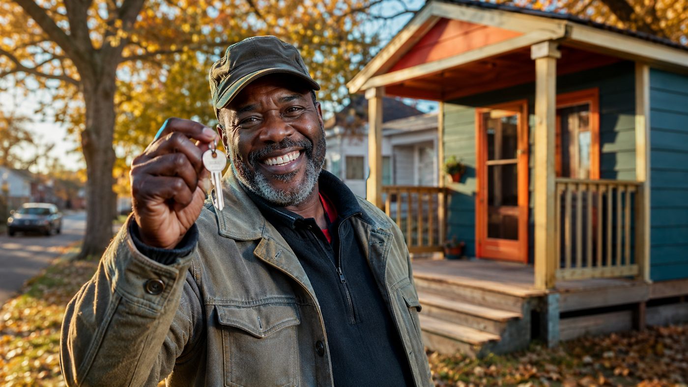 Vila de microcasas de Detroit aluga 25 unidades a pessoas de baixa renda e entrega a escritura após 7 anos: o 3º morador virou dono em dezembro de 2025.