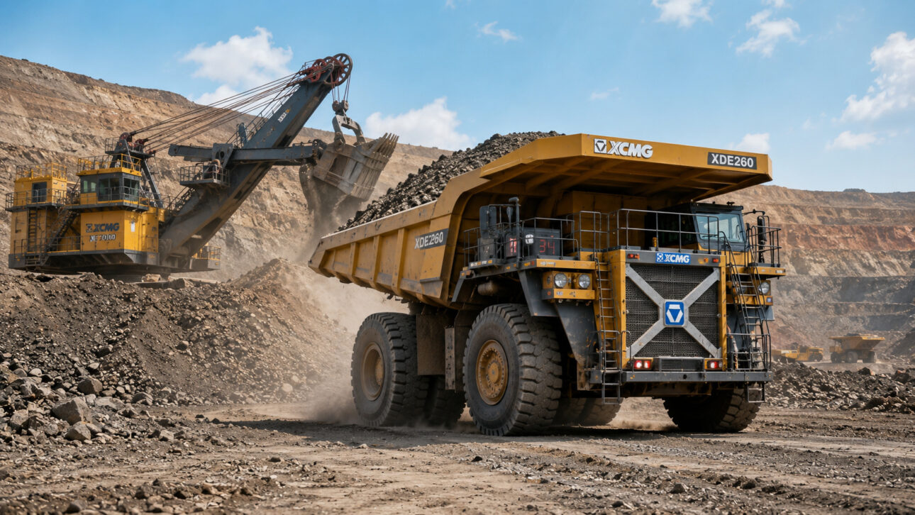 Giant XCMG XDE260 truck prepared for heavy mining.