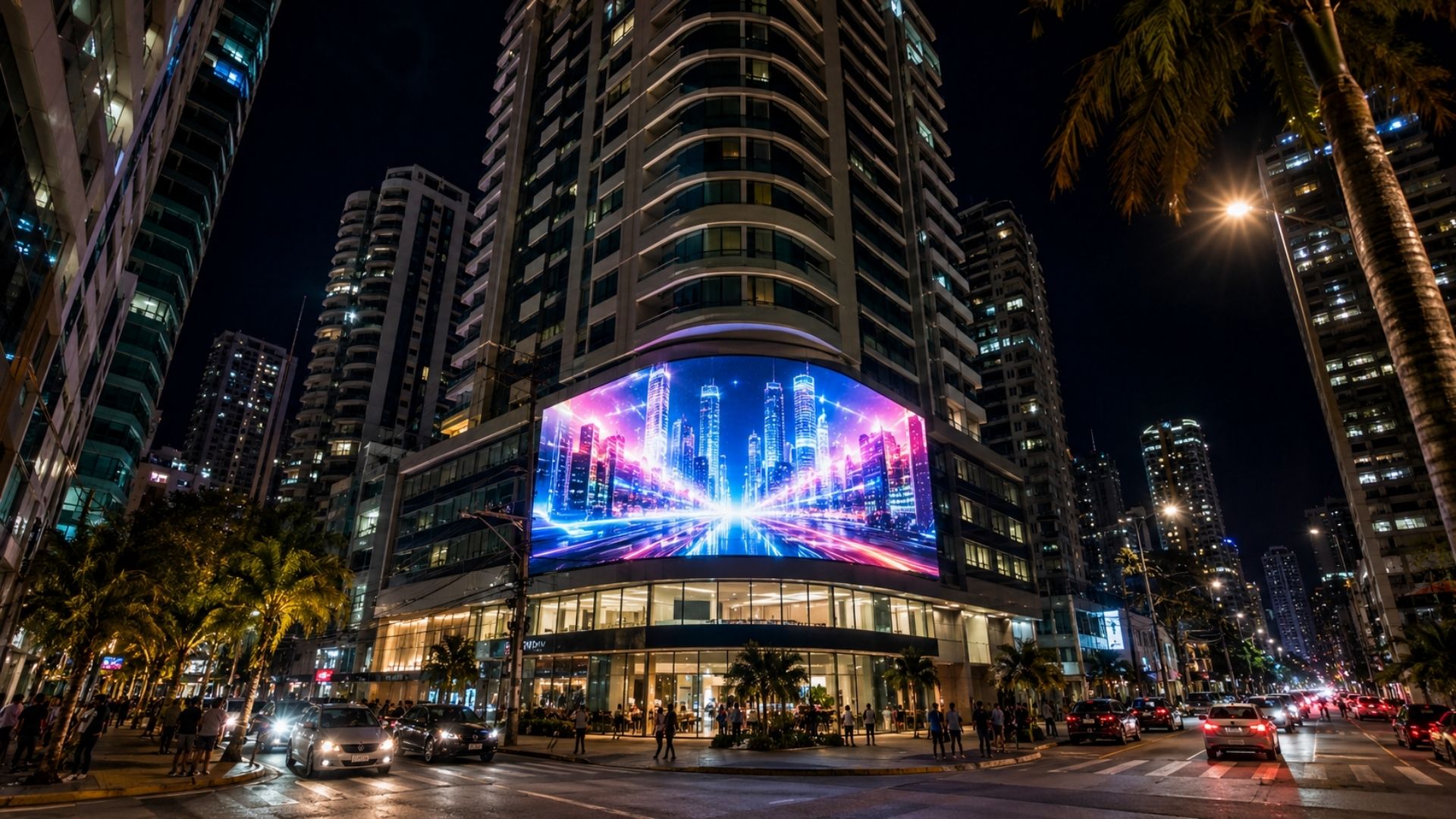 Times Square de Balneário Camboriú receberá telão de LED de 50 m² em outubro, com investimento de R$ 500 mil na segunda fase.