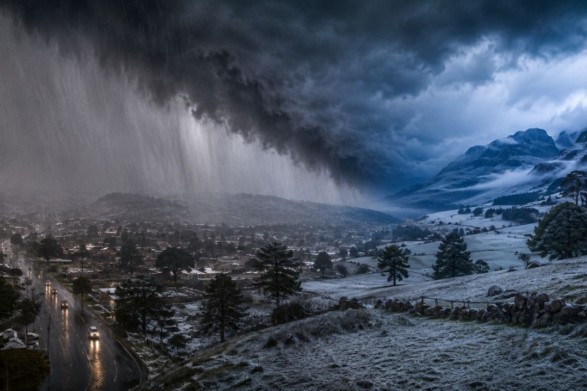 Massa de ar frio avança pelo Sul após chuva de até 100 mm e pode levar as mínimas a zero grau, com geada na Serra Gaúcha e na Serra Catarinense.