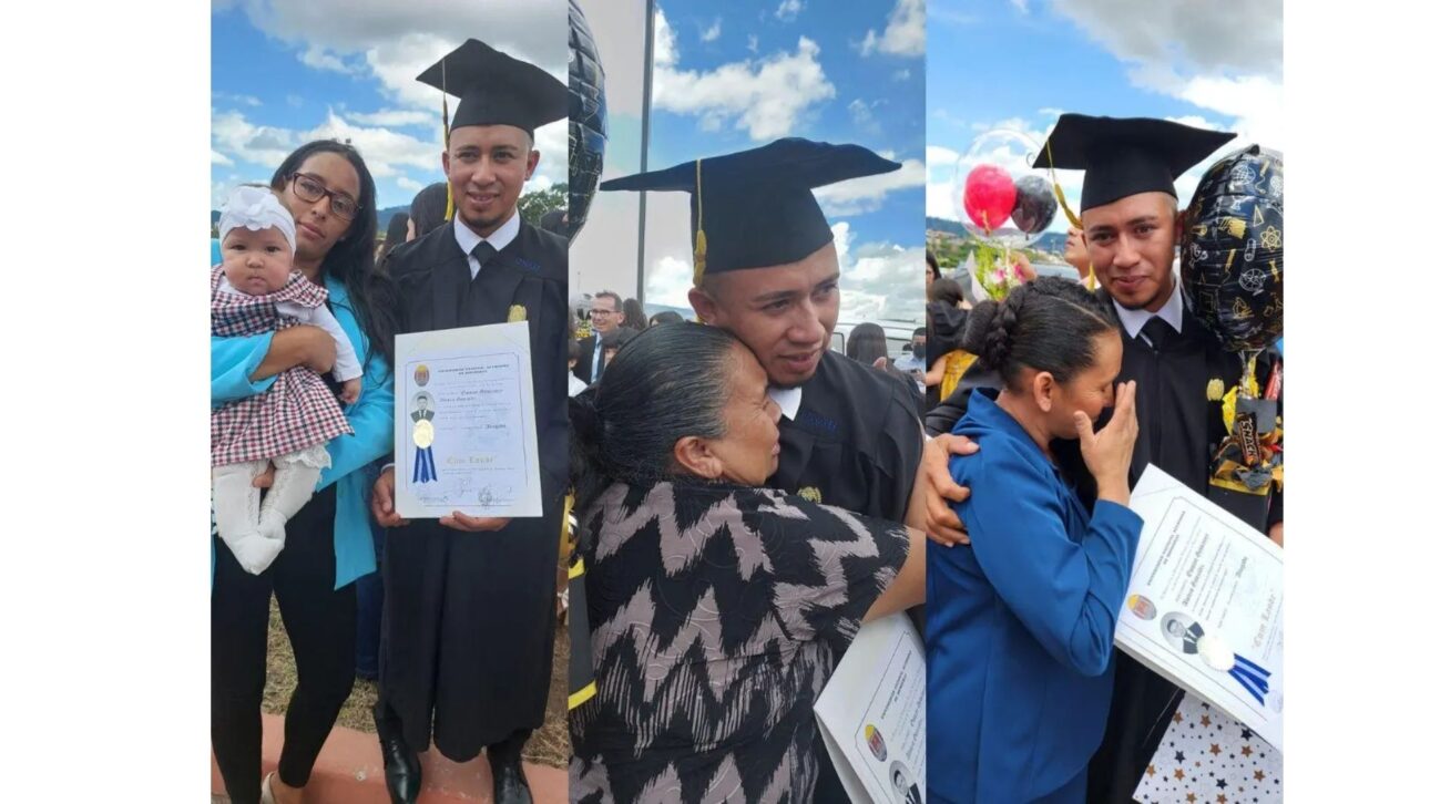 Sua família foi sua principal motivação para continuar e alcançar este dia de formatura tão esperado. As lágrimas correram livremente entre seus entes queridos ao testemunharem sua conquista.