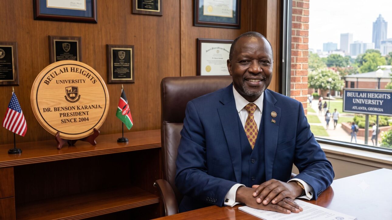 Benson Karanja se tornou o primeiro imigrante africano a presidir uma faculdade americana, cargo que ocupa desde 2004 na Beulah Heights University, em Atlanta