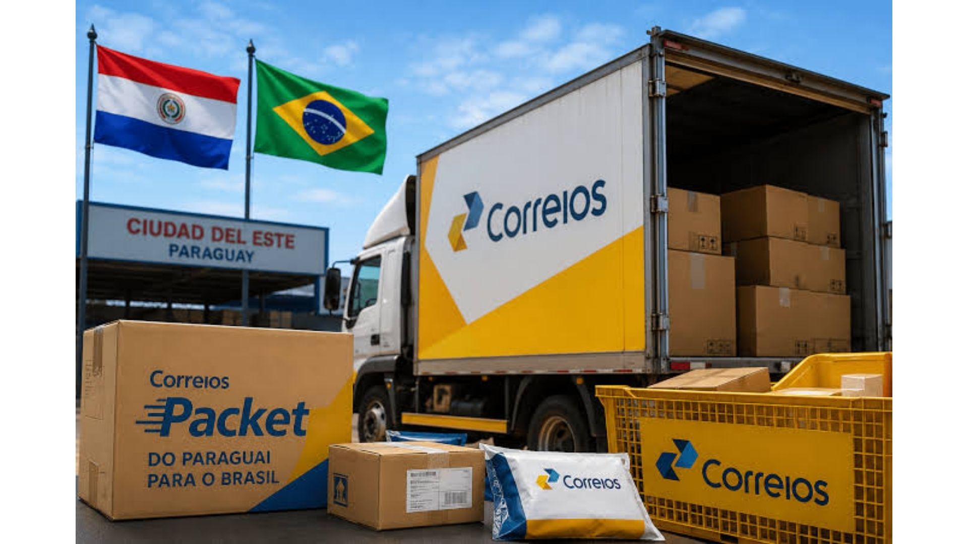 Brasileiros já podem comprar em lojas paraguaias habilitadas e receber pelos Correios, com encomendas de até 30 kg e entrega prevista entre quatro e oito dias.