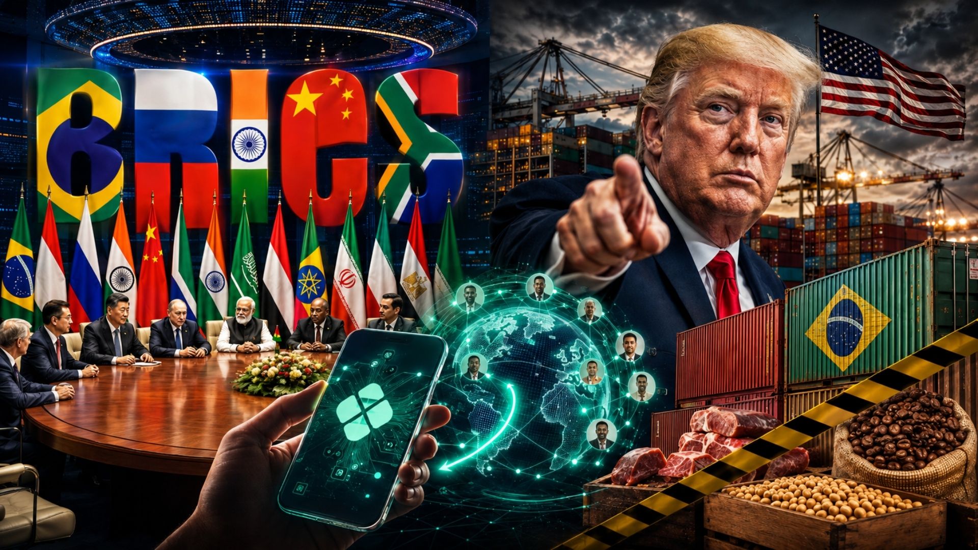 Brics discute integrar o Pix entre 11 países enquanto tarifa de 25% dos EUA atinge determinados produtos brasileiros e amplia a tensão comercial.