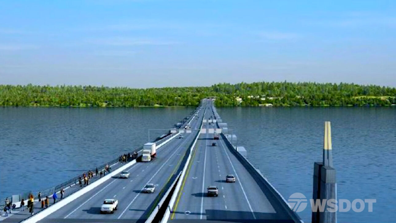 Engenheiros colocam 77 enormes caixas de concreto no lago e fazem ponte flutuar por 2,35 km sem pilares no fundo, usando empuxo e ancoragem submersa