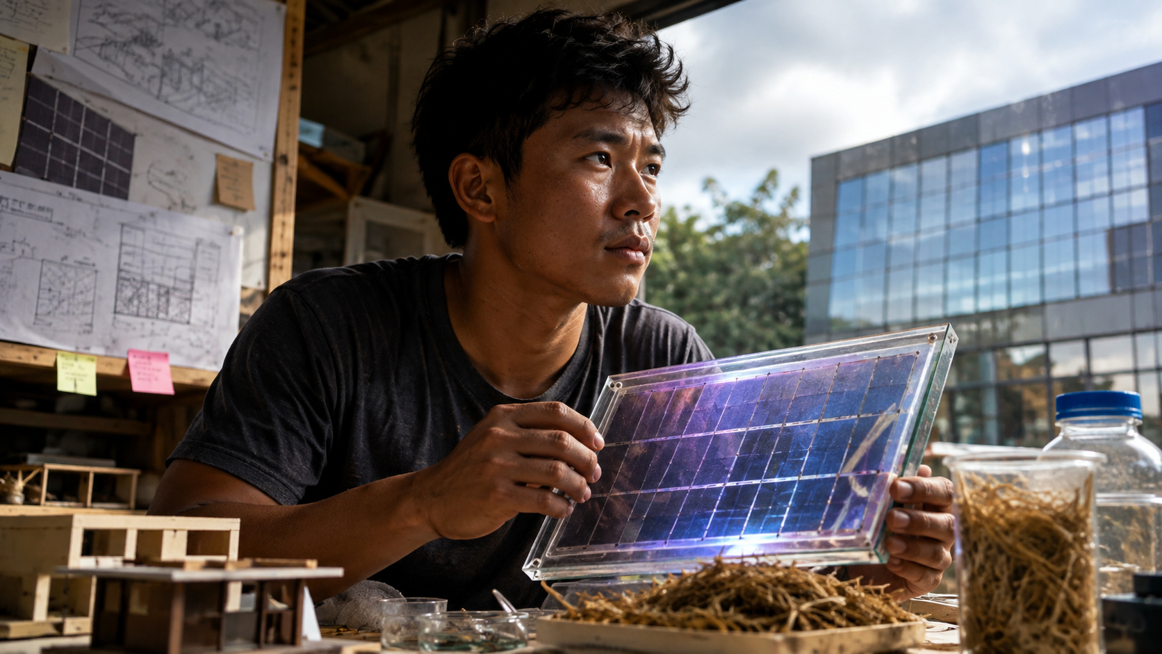 Estudante cria material sustentável que gera energia solar a partir de resíduos agrícolas