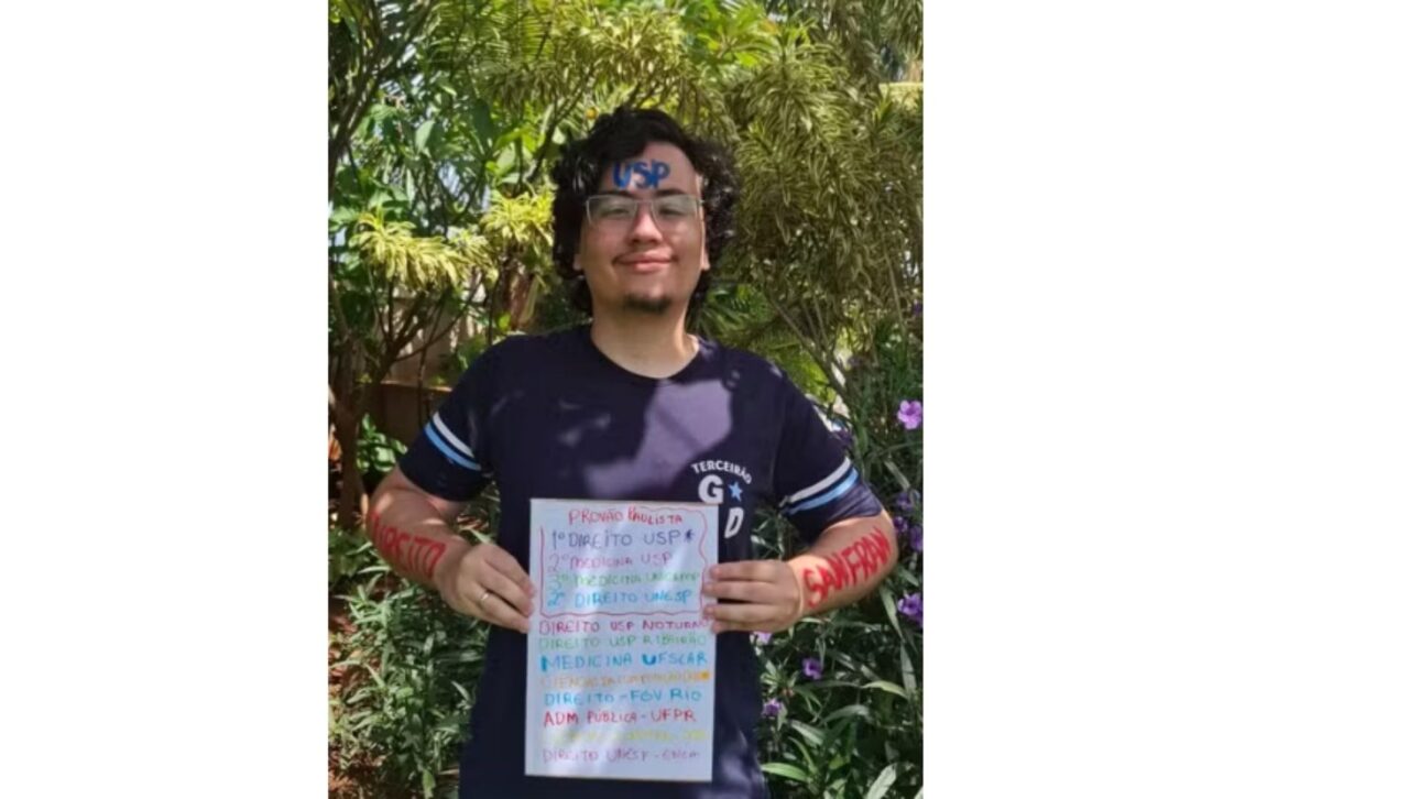 Jovem de escola pública de Mirassol passou em primeiro lugar em Direito na USP pelo Provão Paulista, com mais de 30 medalhas em olimpíadas do conhecimento.