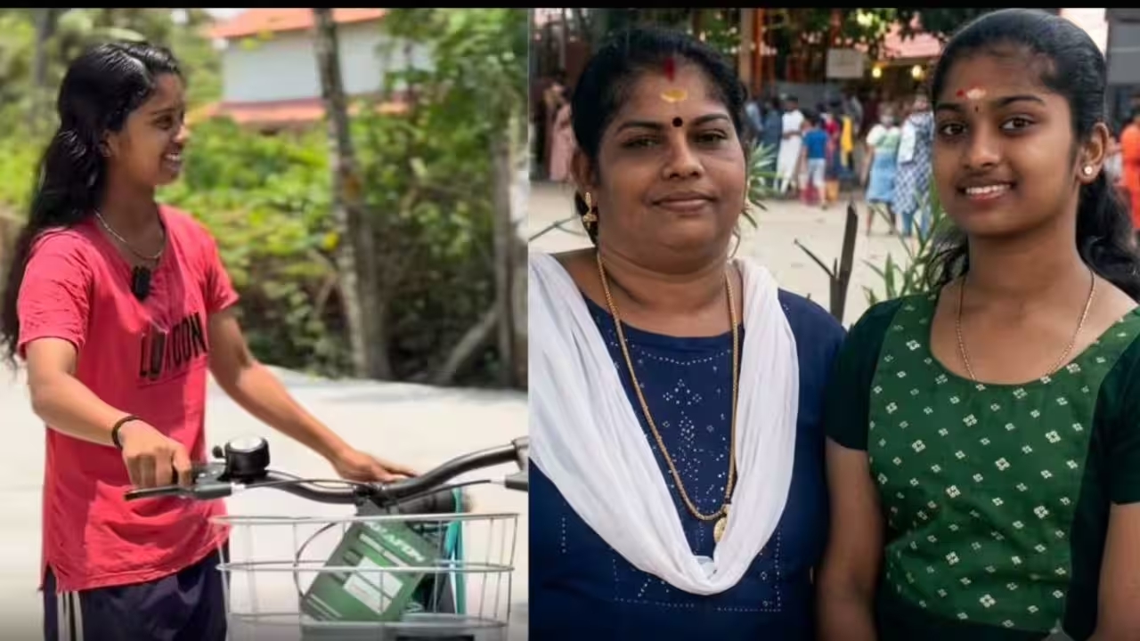 Aaswathy durante sua rotina em Kerala, ao lado da mãe. Fonte: Instagram/Just Kidding, via Times of India.