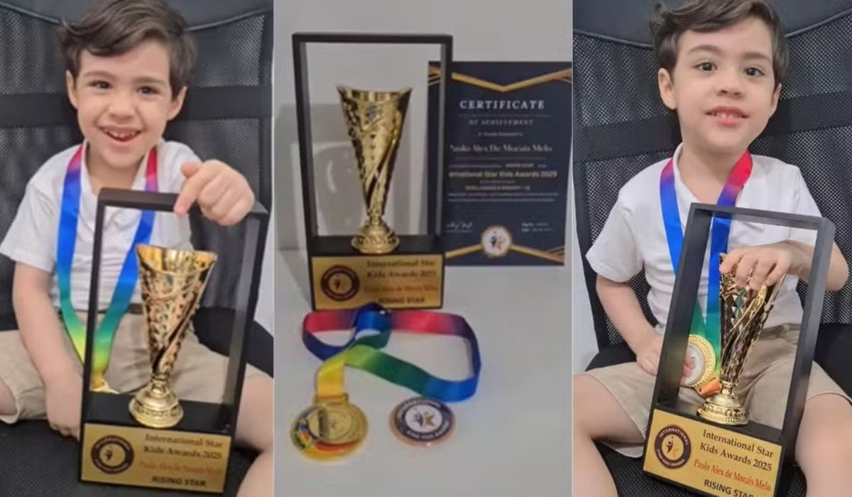 Aos 3 anos, Paulo Alex Melo recebeu prêmio internacional por inteligência e memória após entrar na Mensa Brasil com QI informado de 132. - Imagem: Arquivo Pessoal/Reprodução/G1