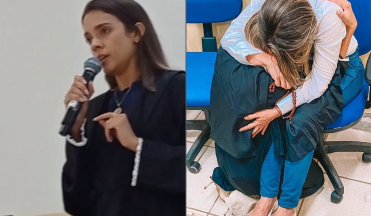 Camila Pita abraça Rosália após o Tribunal do Júri decidir pela absolvição da mãe, 12 anos depois do início do caso. Crédito: Arquivo pessoal.