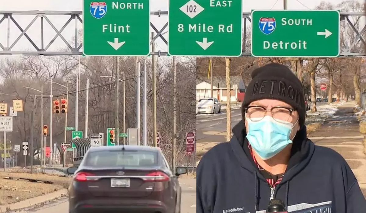 Entregador do DoorDash encontra menino de 2 anos sozinho na 8 Mile Road, em Detroit, usando apenas fralda e meias em frio próximo de 3°C. - Crédito: FOX 2 Detroit/WJBK