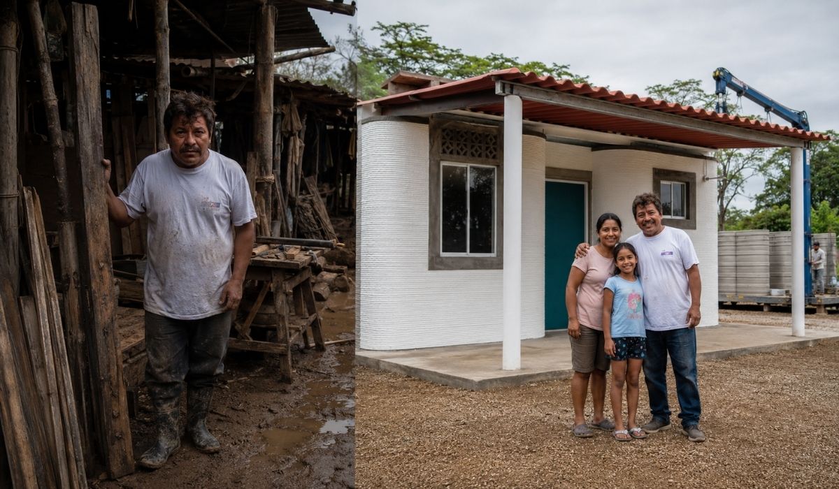 Carpinteiro mexicano é escolhido para receber casa de 46 m² impressa em 3D, com dois quartos e paredes erguidas em cerca de 24 horas. - Imagem: Ilustrativa