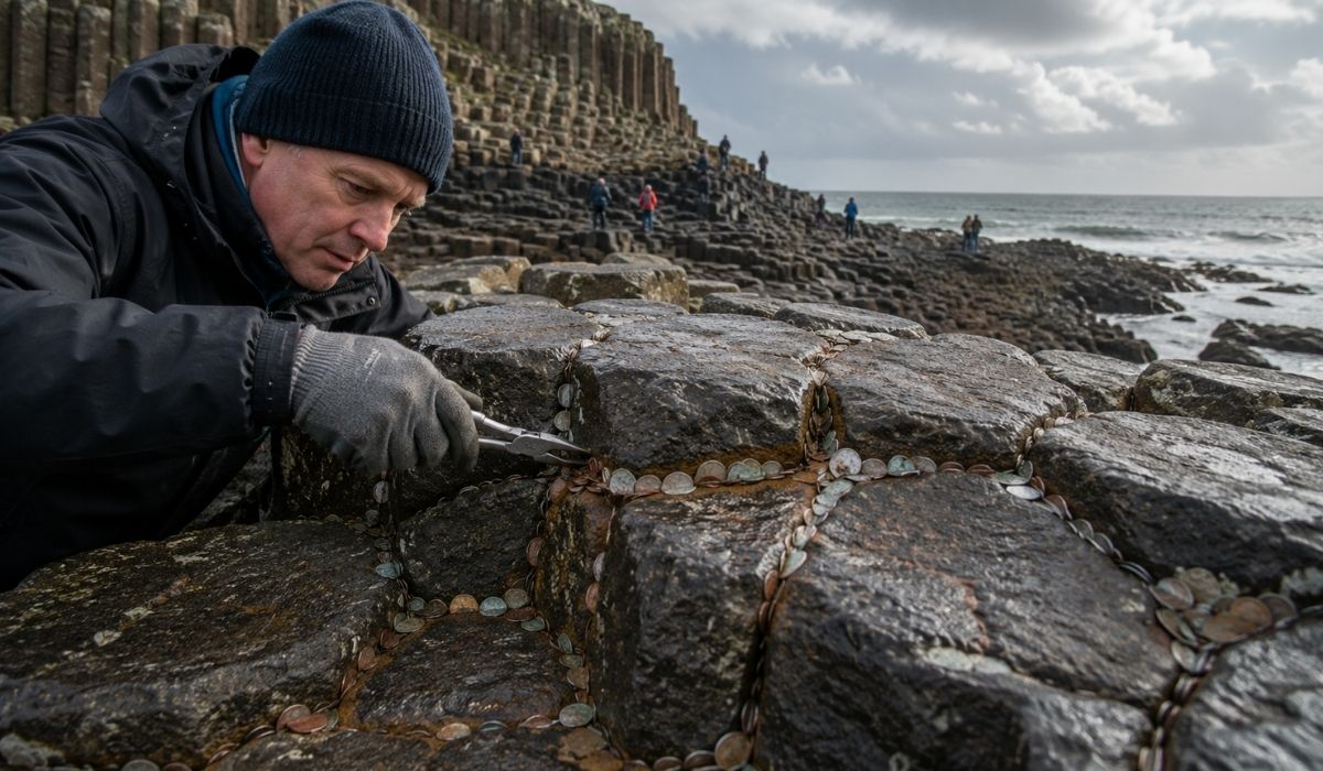 Mais de 10 mil moedas são retiradas da Giant’s Causeway após turistas danificarem as rochas com uma tradição ligada à sorte e ao amor. - Imagem: Ilustrativa