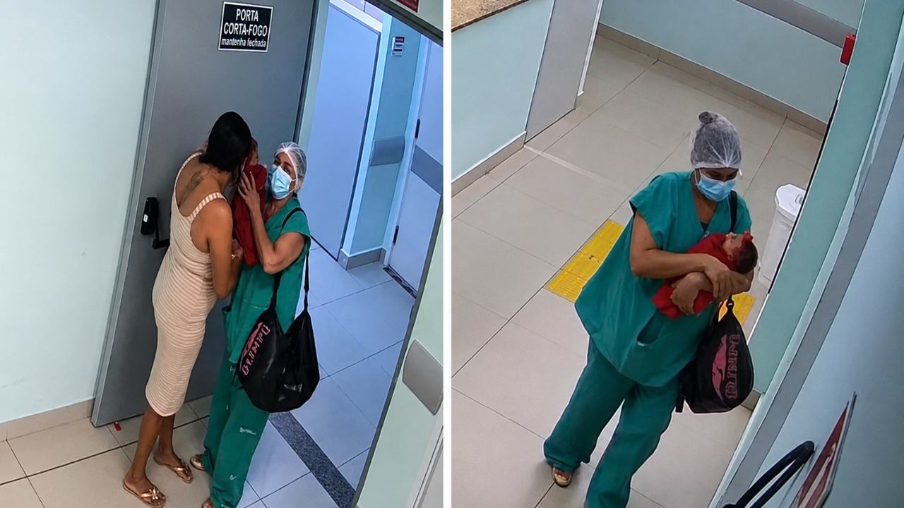 Técnica de enfermagem vai à maternidade no Piauí mesmo estando de folga, diz que levaria recém-nascida para exames e é descoberta pela tia com a bebê escondida dentro de uma grande bolsa preta antes de conseguir deixar o hospital