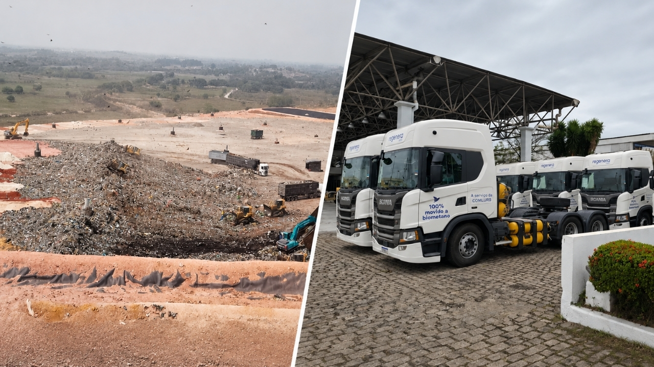Caminhões que levam 9 mil toneladas de lixo por dia no Rio começam a rodar com combustível produzido pela decomposição dos próprios resíduos que transportam