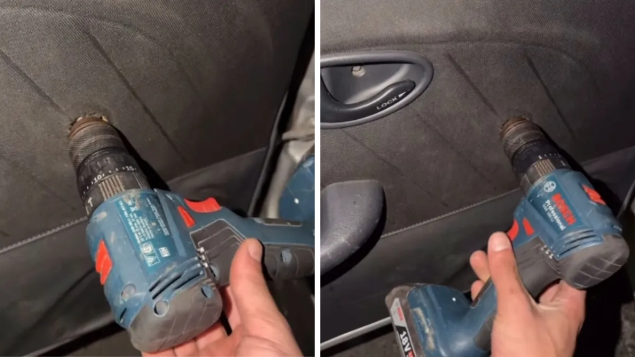 Motorista desiste de consertar vidro do carro em São Paulo, encaixa parafusadeira no lugar da manivela e cria sistema que realmente sobe e desce a janela, mas improviso levanta dúvidas sobre segurança