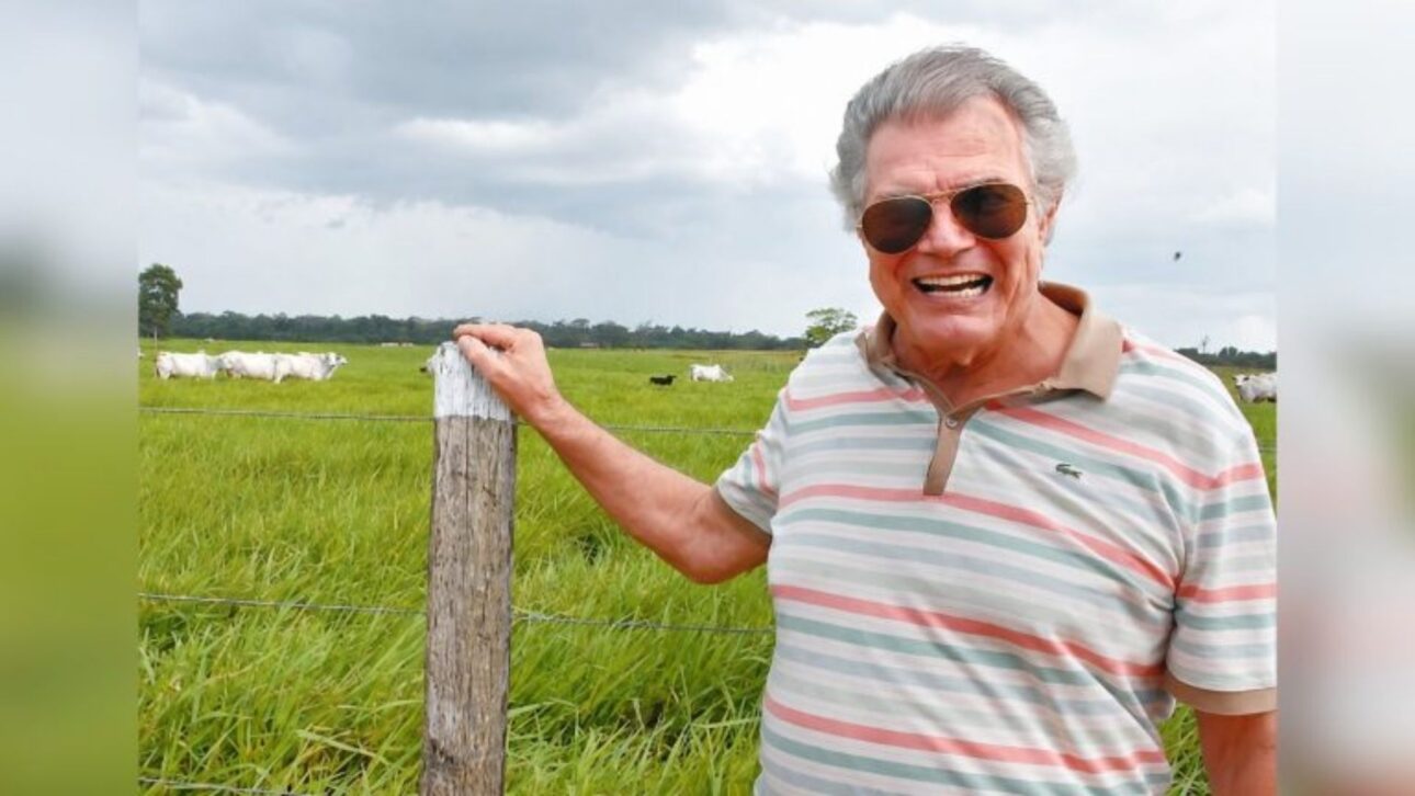 Fazenda da família de Tarcísio Meira, no Pará, tem mais de 10 mil hectares e atividades de pecuária e agricultura. Na foto, o ator aparece em um registro feito em 2015.
Foto: Reprodução O Liberal/ND Mais