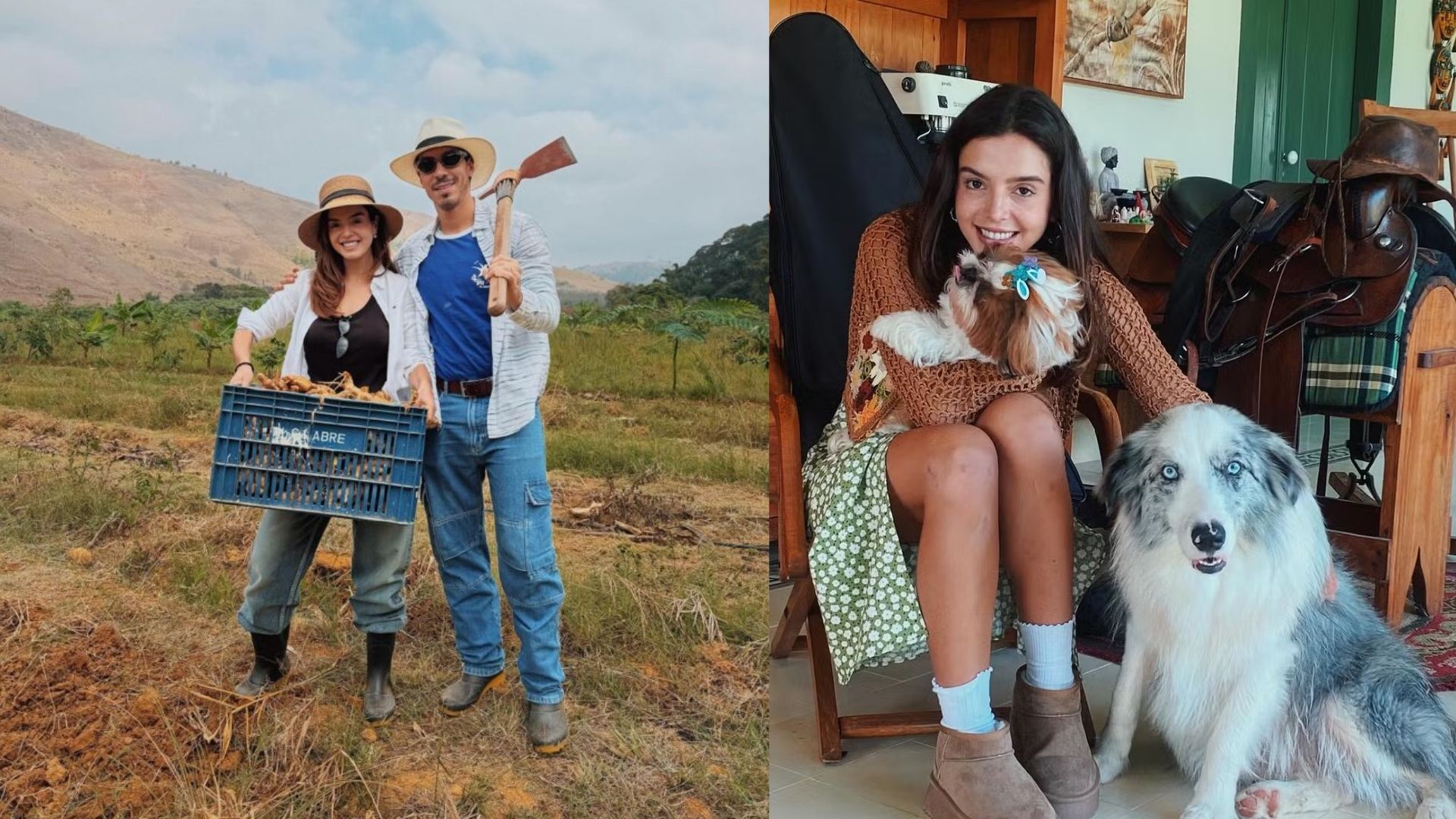 Giovanna Lancellotti colheu cúrcuma na fazenda da família em São João da Boa Vista, propriedade que também reúne lago, vinhedos e vinho próprio.