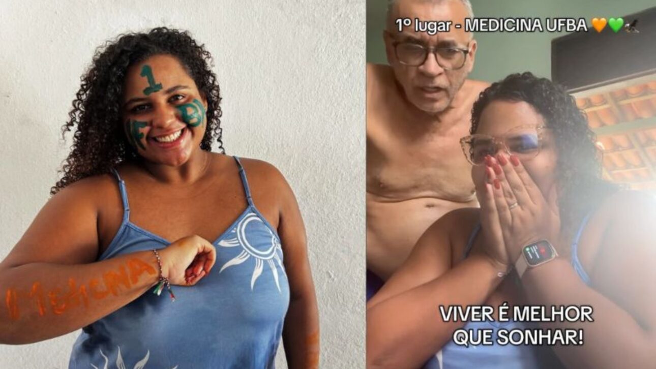 Aos 23 anos, Ana Luiza conquista o 1º lugar em Medicina na Ufba após três anos de cursinho e emociona os pais com a aprovação em vídeo.