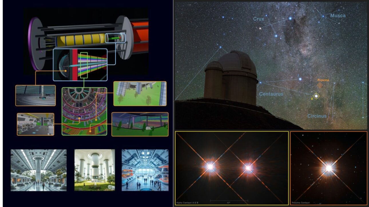 Projeto Chrysalis prevê nave de 58 km para levar 2.400 pessoas a Proxima Centauri b em uma viagem interestelar de 400 anos pelo espaço.