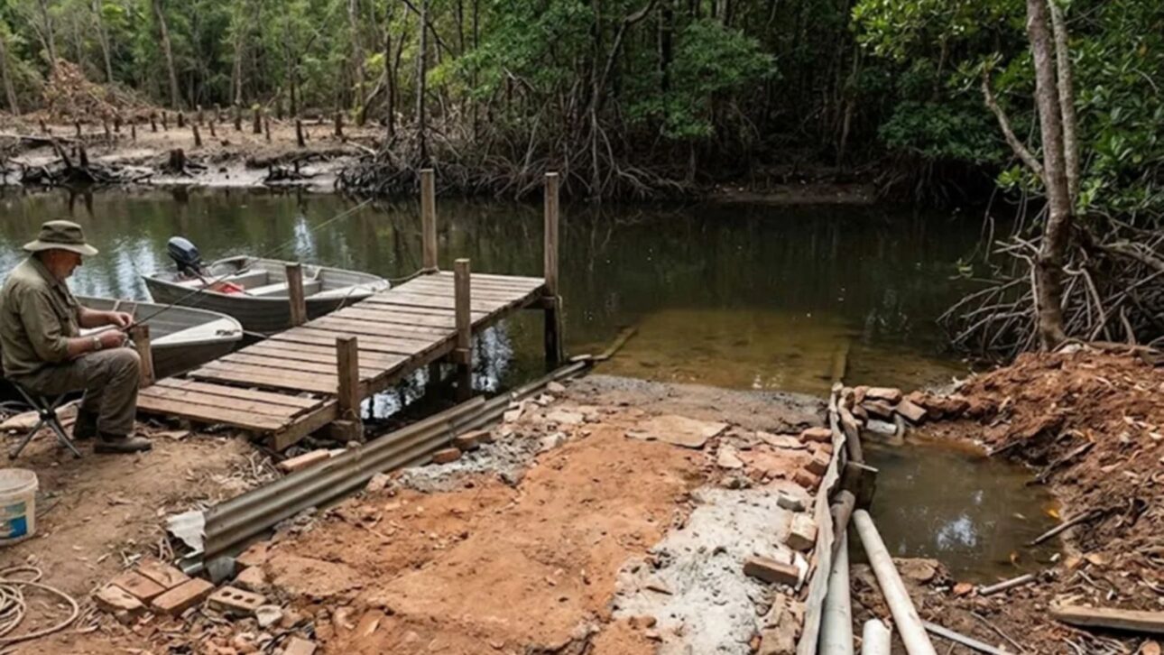 Homem constrói estrada de 2 km para pescar em parque na Austrália, destrói 19 mil m² de áreas alagadas e recebe multa ambiental.