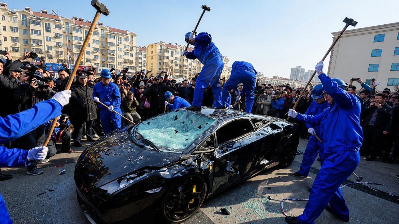 Dono de Lamborghini Gallardo se revolta com o pós-venda, contrata trabalhadores armados com marretas e manda destruir publicamente