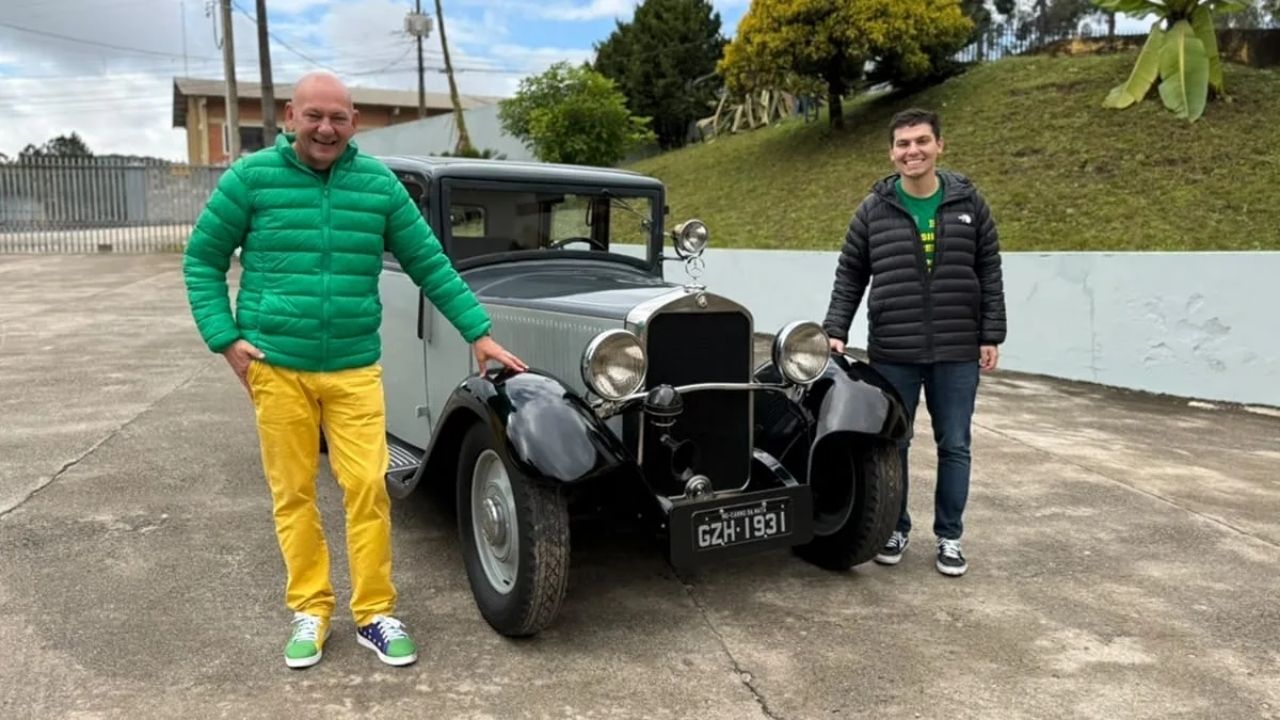 Luciano Hang leva Mercedes-Benz de Carlos Renaux à restauração antes de exibir o carro histórico em Brusque.