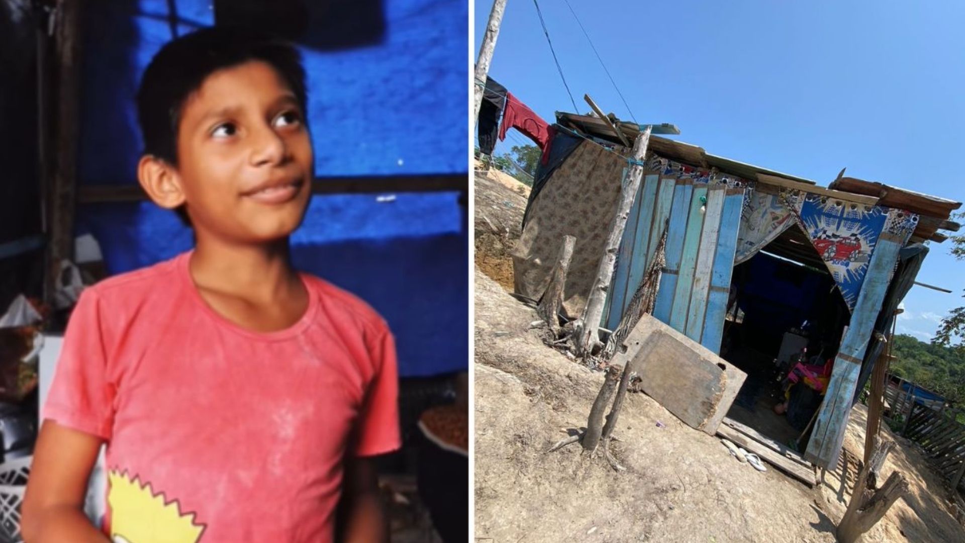 Davi, de 11 anos, vivia com a família em barraco sem banheiro, camas ou móveis em Manaus até campanha comprar e reformar uma casa com quartos próprios para pais e crianças.